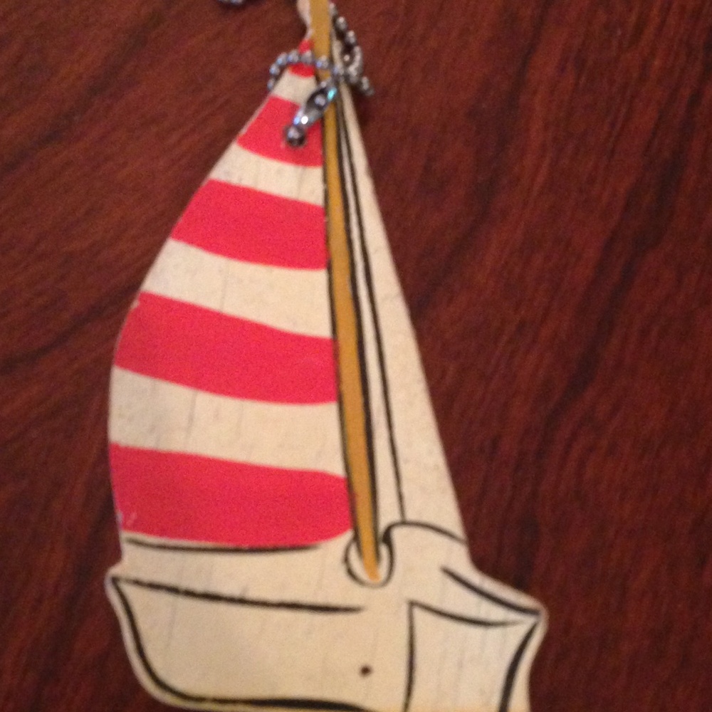 Keychain Nautical, Vintage, Sailboat Wooden